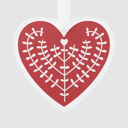 Skandinavisches Rotherz Akronylic Ornament (Vorderseite)