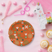 skandinavisches Rustikales Retro-Muster Pappteller (Party)