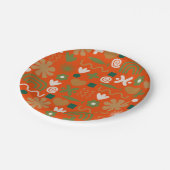 skandinavisches Rustikales Retro-Muster Pappteller (Schrägansicht)