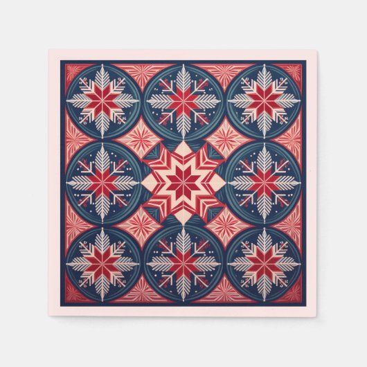 Skandinavisches Schneeflocken Weihnachten Napkin Serviette (Vorderseite)