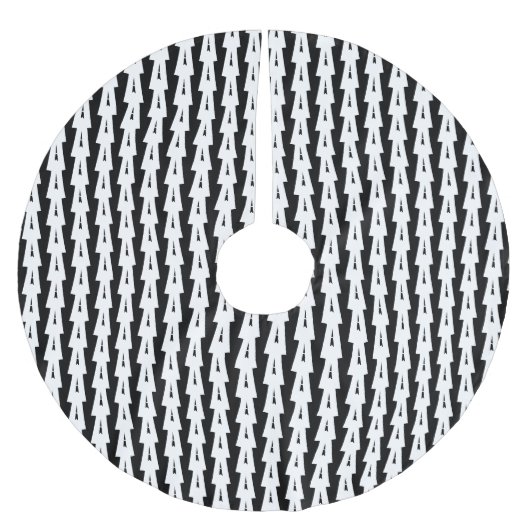 Skandinavisches Schwarz-weißes Kiefernbaummuster Polyester Weihnachtsbaumdecke (Vorderseite)