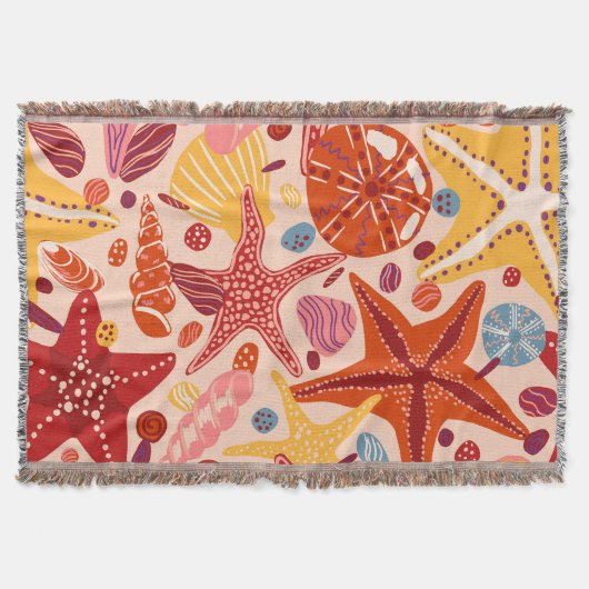 Skandinavisches Sommermeer: Starfish-Muster Decke (Vorderseite)