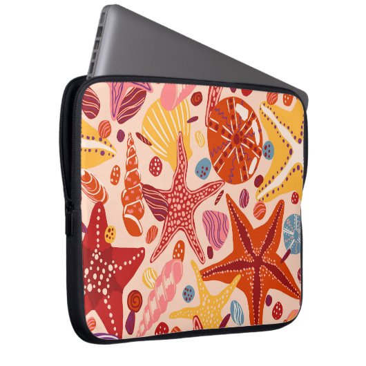 Skandinavisches Sommermeer: Starfish-Muster Laptopschutzhülle (Vorne Rechts)