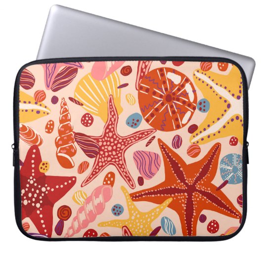 Skandinavisches Sommermeer: Starfish-Muster Laptopschutzhülle (Vorderseite)