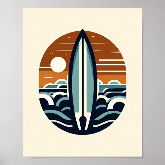 Skandinavisches Surfboard-Kunstposter Poster (Vorne)