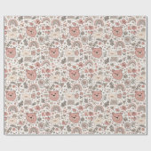 Skandinavisches Teddybär-Boho-Muster Geschenkpapier (Flach)
