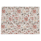 Skandinavisches Teddybär-Boho-Muster Große Geschenktüte (Vorderseite)