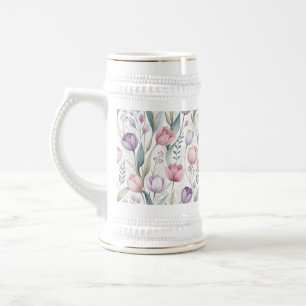 Skandinavisches Tulpen-Blumenmuster Bierglas