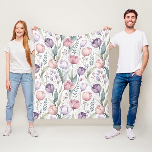Skandinavisches Tulpen-Blumenmuster Fleecedecke (Beispiel)