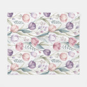 Skandinavisches Tulpen-Blumenmuster Fleecedecke (Vorderseite (Horizontal))