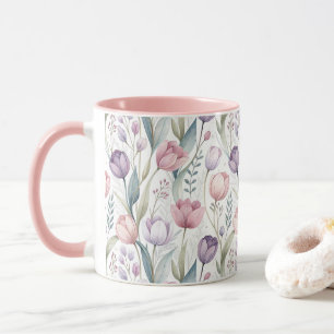 Skandinavisches Tulpen-Blumenmuster Tasse