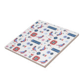 Skandinavisches Vogel-Blumen-Muster Nordic Design Fliese (Seite)