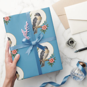 Skandinavisches Volkskunst-Vogel-Blumen-Geschenkpa Geschenkpapier