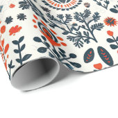 Skandinavisches Volkskunstpapier Geschenkpapier (Rolleneckpunkt)