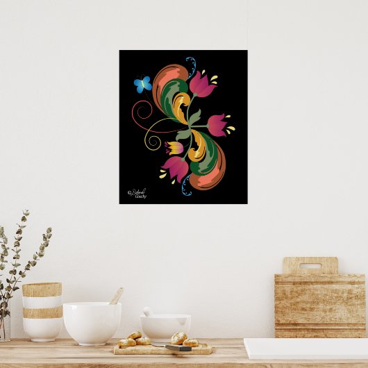 Skandinavisches Volkskunstposter Poster (Küche)