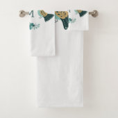 Skandinavisches Volksmotiv mit Vögeln und Blume Badhandtuch Set (Insitu)