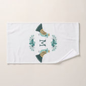 Skandinavisches Volksmotiv mit Vögeln und Blume Badhandtuch Set (Handtuch)