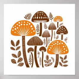 Skandinavisches Volksmushroom Art Poster