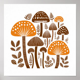 Skandinavisches Volksmushroom Art Poster