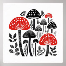 Skandinavisches Volksmushroom Art Poster