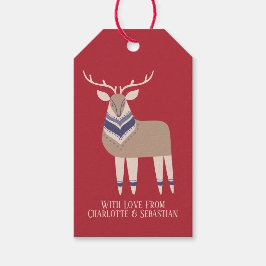 Skandinavisches Wald - Weihnachten Geschenkanhänger (Vorderseite)