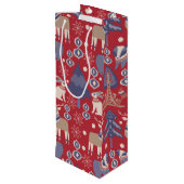 Skandinavisches Wald - Weihnachten Geschenktüte Für Weinflaschen (Rückseite Schrägansicht)
