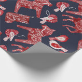 Skandinavisches Wasserfarben Dala Pferd Geschenkpapier (Ecke)