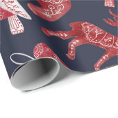 Skandinavisches Wasserfarben Dala Pferd Geschenkpapier (Rolleneckpunkt)