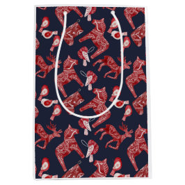 Skandinavisches Wasserfarben Dala Pferd Mittlere Geschenktüte