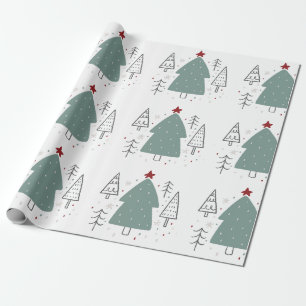 Skandinavisches Weihnachten Minimalistisches Wei Geschenkpapier