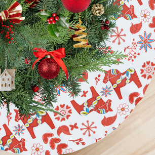 Skandinavisches Weihnachten Schwedisches Dala-Pf Polyester Weihnachtsbaumdecke