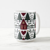 Skandinavisches Weihnachts-Hütte-Muster Kaffeetasse (VorderseiteRechts)
