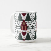 Skandinavisches Weihnachts-Hütte-Muster Kaffeetasse (Vorderseite Links)