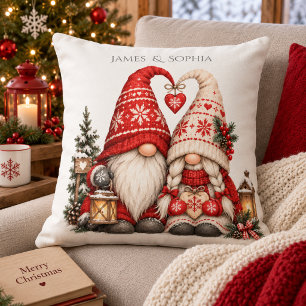 Skandinavisches Weihnachts-Tomte-Paar Kissen