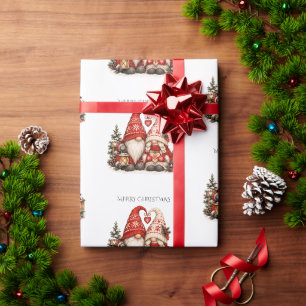 Skandinavisches Weihnachts-Tomte-Paar nordisches M Geschenkpapier
