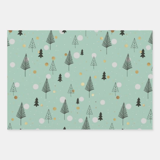 Skandinavisches Weihnachtsbaum Set von 3 Geschenkpapier Set (Vorderseite 3)