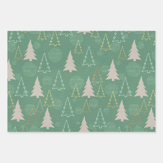 Skandinavisches Weihnachtsbaum Set von 3 Geschenkpapier Set (Vorderseite 2)