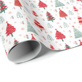 Skandinavisches Weihnachtsbaummuster Festival Geschenkpapier (Rolleneckpunkt)