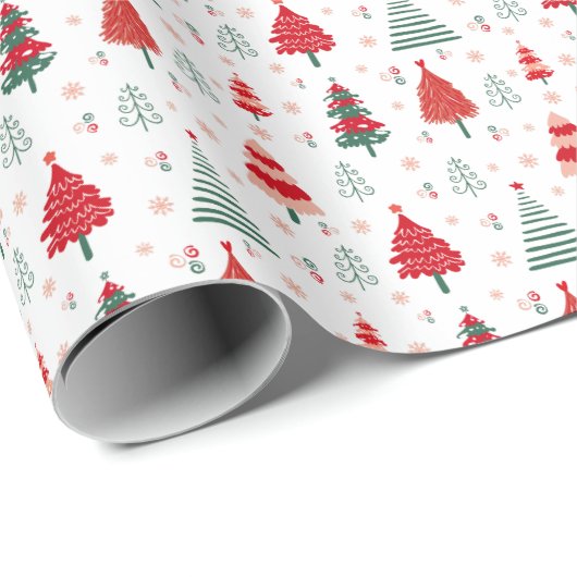 Skandinavisches Weihnachtsbaummuster Festival Geschenkpapier (Rolleneckpunkt)