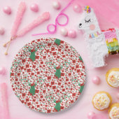 Skandinavisches Weihnachtsblumenmuster mit Antlern Pappteller (Party)