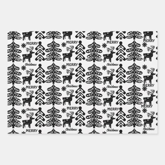 skandinavisches Weihnachtsdesign Geschenkpapier Set (Vorderseite 2)