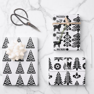 skandinavisches Weihnachtsdesign Geschenkpapier Set