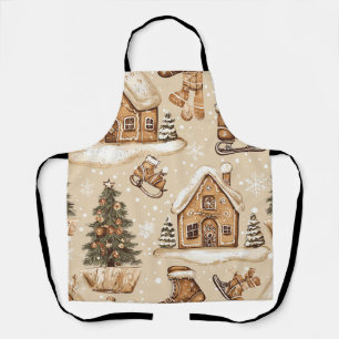 Skandinavisches Weihnachtsdorf Brauner Volksdruck Schürze