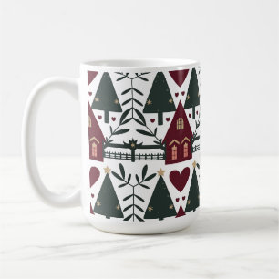 Skandinavisches Weihnachtshäuschen-Muster  Kaffeetasse