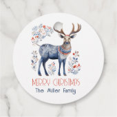 Skandinavisches Weihnachtslied der Rentierernte - Geschenkanhänger (Rückseite)