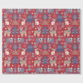 Skandinavisches Weihnachtsmuster Geschenkpapier (Flach)