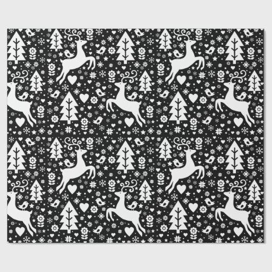 skandinavisches Weihnachtsmuster Geschenkpapier (Flach)