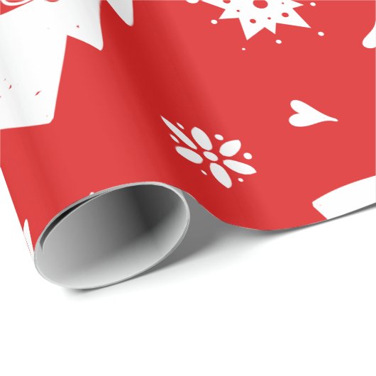 skandinavisches Weihnachtsmuster Geschenkpapier (Rolleneckpunkt)
