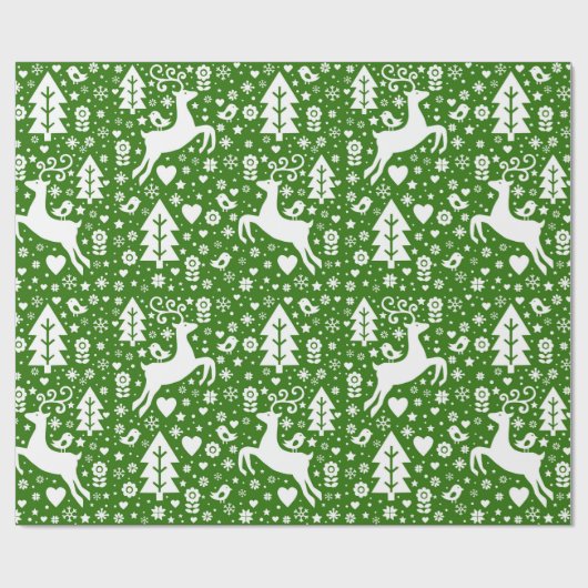 skandinavisches Weihnachtsmuster Geschenkpapier (Flach)