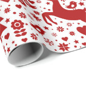 skandinavisches Weihnachtsmuster Geschenkpapier (Rolleneckpunkt)